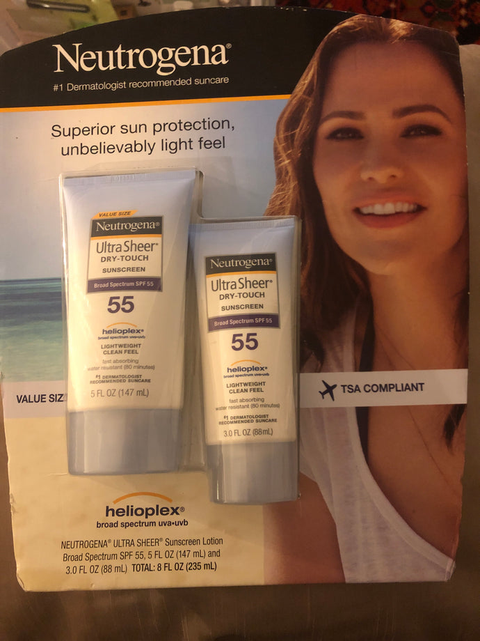 Neutrogena Ultra Sheer Sunscreen Lotion SPF 55, 5 Oz & 3 Oz