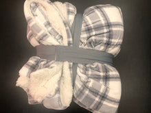 Load image into Gallery viewer, LIFE COMFORT Ultimate Sherpa Throw w/ Gray &amp; White Plaid Plush 60in x 70in