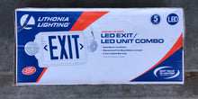 Load image into Gallery viewer, New Lithonia Lightning Thermoplastic door LED Lighted Exit Sign and Emergency Lights