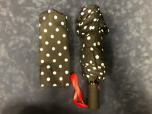 Load image into Gallery viewer, Shedrain umbrella black with polka dots
