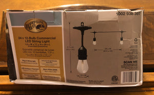 New Hampton Bay 24ft. 12-Light Porch LED String Light Weatherproof