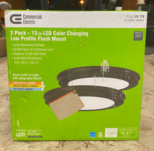 Load image into Gallery viewer, New Commercial Electric 13" Oil Rubbed Bronze, Color Changing LED Flush Mount 2-Pack
