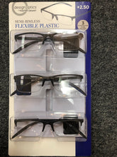 Load image into Gallery viewer, Design Optics by Foster Grant semi-rimless flexible classic Reading Glasses 3-pack/2.50