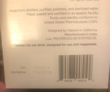 Load image into Gallery viewer, My PurMist Ultrapure Sterile Water 30ml-15 sessions open box -