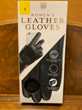 Load image into Gallery viewer, new Fownes Brothers Womens Black Leather Gloves Touch Screen Water Repellent size small