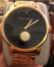 Load image into Gallery viewer, New Vince Camuto The Cadet VC/1109BKGP Men&#39;s 44mm Gold Tone S/Steel Dial Watch