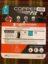 Load image into Gallery viewer, Copper Fit Recovery Infused Compression Knee Sleeve L 2-Pack Anti-Odor  unisex Stretch 17”-19”