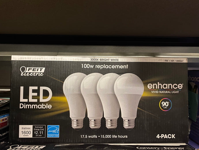 Feit Dimmable LED 3000K Bright White 4-Pack (100W Replacement) 17.5W