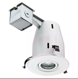 NEW O/B Lithonia Lighting 4 in. Matte White Recessed Gimbal Lamped LED Lighting Kit E1
