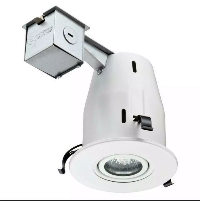 NEW O/B Lithonia Lighting 4 in. Matte White Recessed Gimbal Lamped LED Lighting Kit E1