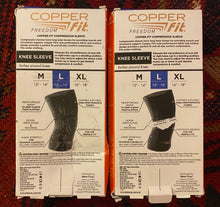 Load image into Gallery viewer, New open box Copper Fit Compression Knee Sleeves Unisex Size L, 2 Pack.  14”-16”