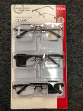 Load image into Gallery viewer, Foster Grant +3.00 Semi-Rimless Classic 3 pack w/case Design Optics Glasses