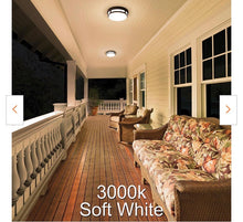 Load image into Gallery viewer, NEW  Hampton Bay 11 in. 1-Light Round Black LED Indoor Outdoor Flush Mount Porch Ceiling Light 830 Lumens 3 Color Temp Changes Wet Rated
