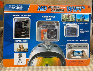 New Explore One HD Action Helmet Camera Wifi 8GB Tripod