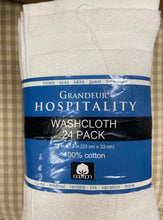 Load image into Gallery viewer, New Grandeur Hospitality Washcloth 24 Pack, White, 13 in x 13 in, 100% cotton