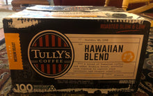 Load image into Gallery viewer, OB box Tully's Hawaiian Blend Coffee Extra Bold Medium Roast Keurig K-Cups 90 Count