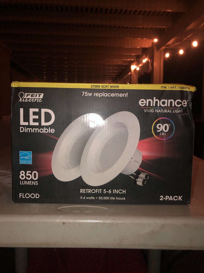 Feit Enhance LED Dimmable 5-6 inch Recessed Downlights 2 Pack 9.4watts