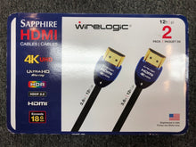 Load image into Gallery viewer, Open box WireLogic 12 Feet Sapphire HDMI Cable 2-pack