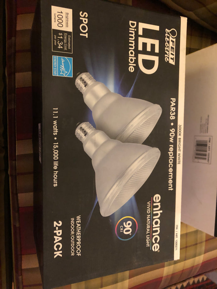 Feit Electric PAR38 LED Dimmable Spot 3000K Bright White Light 2 Pack