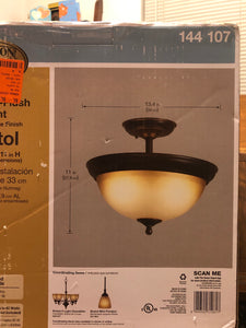 New Hampton Bay Bristol 13 in. 2-Light Nutmeg Bronze Semi-Flush Mount