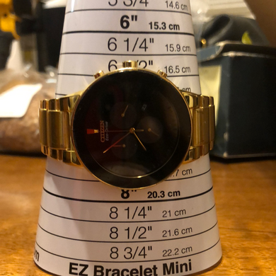 Citizen AT2242-55E Axiom Eco-Drive Gold-Tone Black Chronograph Dial Watch