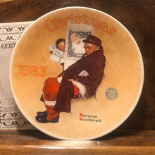 Load image into Gallery viewer, Knowles Norman Rockwell Christmas Plate Santa in the subway 1983
