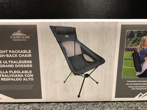 NEW Cascade Mountain Tech Ultra Light Packable High-Back Camping Outdoor Chair