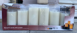O/B Sterno home LED Flameless Flickering Candles Optical Fiber Wick with Remote and Timer, Battery Operated Wax Candles 6 Pack Decoration