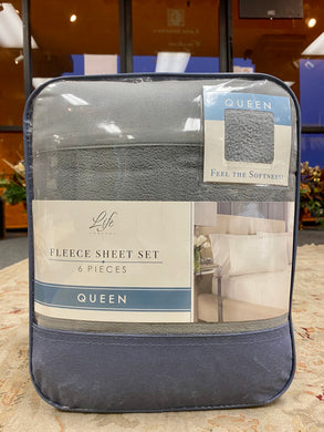 NEW Life Comfort Fleece Sheet Set 6 Piece Queen Size GRAY