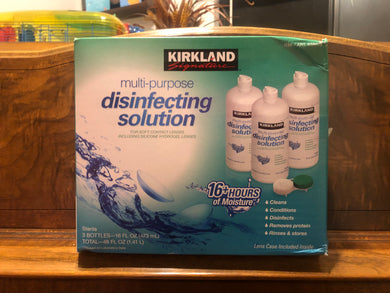 Brand new Kirkland Signature Multi-Purpose Disinfecting Solution Set 16OZ 3 Pack expiration date 2021-02-01