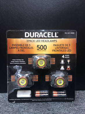 Duracell 500 Lumen LED Headlamp 3-pack. 4 Light Modes