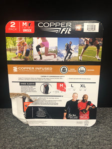 Copper Fit Freedom Knee Sleeve 2 Pack, Copper Infused Compression Sleeve, M 13”-14”