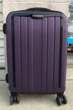 Load image into Gallery viewer, Pre-owned small purple and black  Samsonite suitcase/luggage