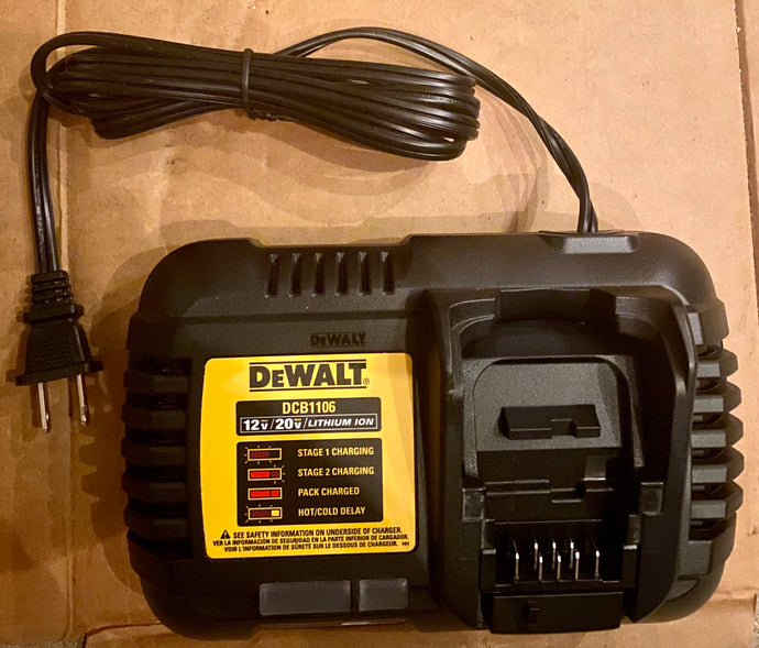 New Open Box Dewalt DCB1106 6-Amp 12V / 20V / Flexvolt Li-ion Fast Battery Charger