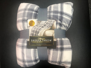 LIFE COMFORT Ultimate Sherpa Throw w/ Gray & White Plaid Plush 60in x 70in