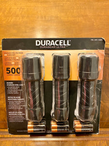 New open box Duracell Durabeam Ultra LED Flashlight 500 Lumens, 3 Count with detail
