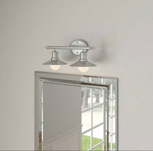 Load image into Gallery viewer, Home Decorators Glenhurst 2-Light Brushed Nickel Retro Vanity Light w/Metal Shade