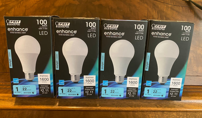 brand new FEIT Electric A21 E26 (Medium) LED Bulb Daylight 100 Watt Equivalence -Pack of 4