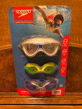 Load image into Gallery viewer, New Open Box Speedo Junior 3-pack Swim Goggles Ages 6-14 UV Latex Anti Fog