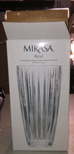 Load image into Gallery viewer, New open box Mikasa, 12” Crystal Flower Vase Etched Vertical Line Pattern