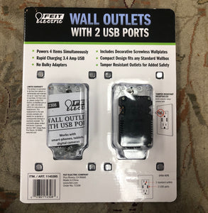 New Feit Electric Wall Outlets With 2 USB Ports Charging outlet 3.4 Amps