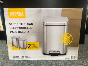 Sensible Eco Living Step Trash Can, 6 Liter, 2 Pack