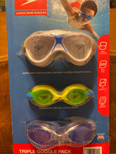 Load image into Gallery viewer, New Open Box Speedo Junior 3-pack Swim Goggles Ages 6-14 UV Latex Anti Fog
