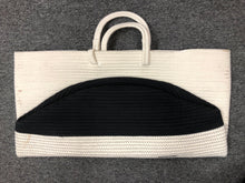 Load image into Gallery viewer, New Mesa Cotton Rope Hamper White Black 17" D x 21" H