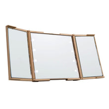 Load image into Gallery viewer, ReveaLight Trifold Compact Mirror Champagne Gold Makeup Mirror New