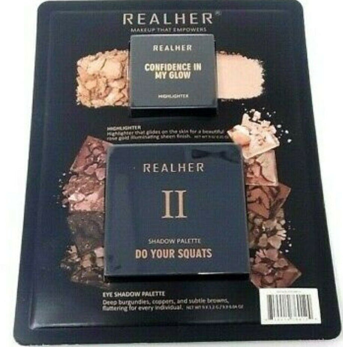 New RealHer Duo Set - Confidence In My Glow Highlighter and Do Your Squats Eye shadow New sealed