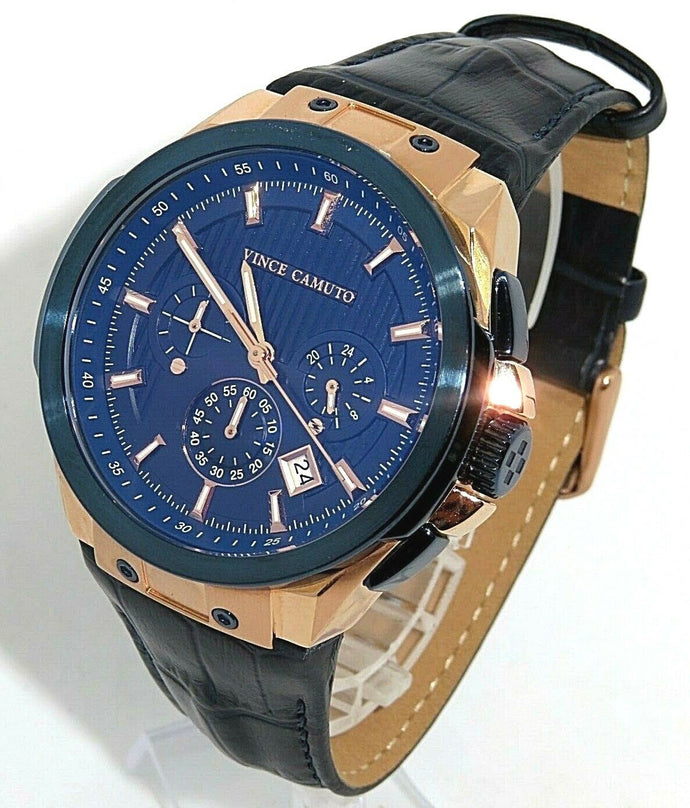 NEW Vince Camuto VC/1111NVRB Mens Blue & Rose-Gold-Tone