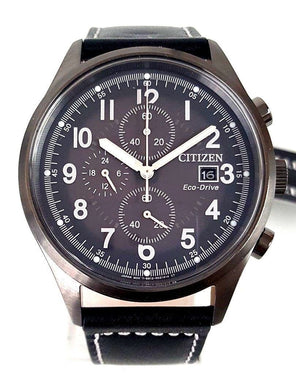 Citizen Eco-drive CA0627-09H Men's 45mm Gray Dial Black Leather Chrono 2981A1