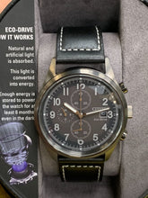Load image into Gallery viewer, Citizen Eco-drive CA0627-09H Men&#39;s 45mm Gray Dial Black Leather Chrono 2981A1