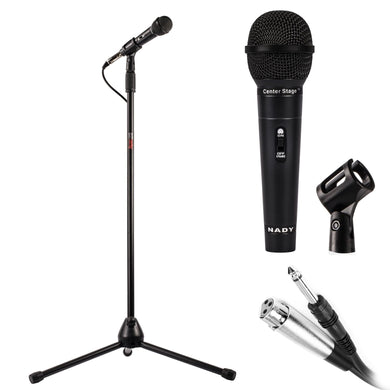 Pry owned Nady Center Stage MSC3 4-piece Microphone Kit _ Includes Microphone, stand, cabl ree shipping